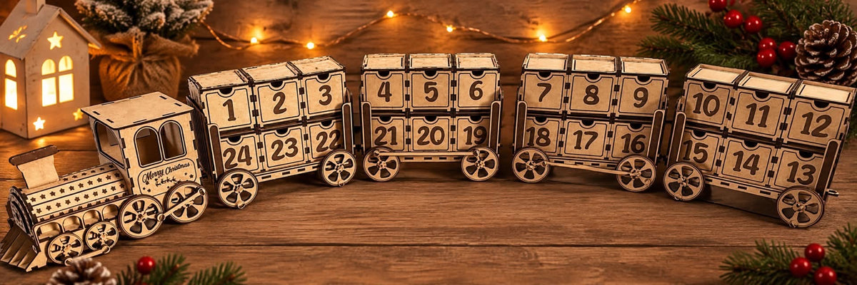 Train calendrier de lâAvent en bois