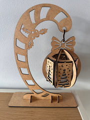 Lanterne boule de Noël en bois