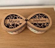 Boîte à bijoux infinity personnalisée en bois