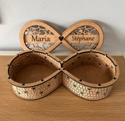 Boîte à bijoux infinity personnalisée en bois